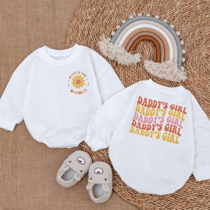 Custom Name Daddy&#39;s Girl Baby Bubble Romper,  Daddy Daughter Baby, Daddy & Me Baby Girl, Baby Outfits, Daddy&#39;s Girl Tee, Fathers Day Gift