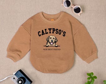 Custom Dogs New Best Friend Baby Romper, Personalized New Best Friend  Romper Sweatshirt,Dog Name Baby Clothes,Dog Best Friend Baby BodySuit