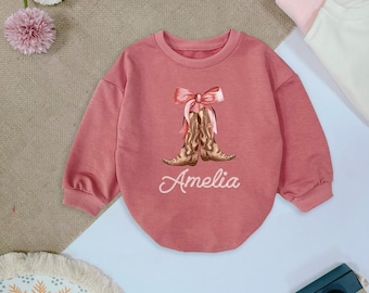 Cowgirl Boots Baby Romper, Pink Country Outfit