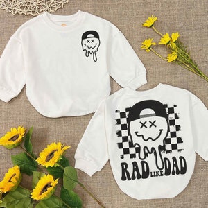 Rad Like Dad Romper- Cute Father&#39;s Day Boy Gift- Funny Retro Romper Sweatshirt - I Love My Dad Romper Gift For baby Boy  Clothes