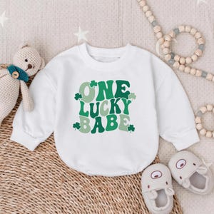 One Lucky Babe Luck Charm Baby Romper, Irish Baby Gift, Clover Baby Outfit, Lucky Charm Baby, St. Patrick&#39;s Day Gift, Cute baby gift