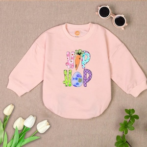 Hip Hop Easter Bunny Easter Romper Sweatshirt, First Easter, Easter Day Baby Gift, Easter Baby Bodysuit, Baby Shower Gift, New Baby Gift