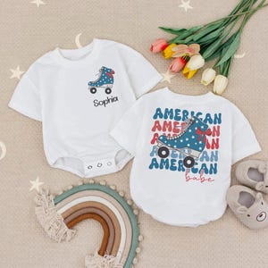 Custom Name American Babe Romper, 4th Of July Baby Romper, Independence day, American flag romper , Gift Baby Boy Outfit