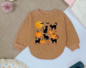Halloween Baby Romper: Black Cat Pumpkin Outfit, Fall Clothes