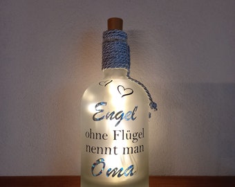 Dekoflasche/ Leuchtflasche mit LED- Beleuchtung. Geschenk für Mama, Oma oder Uroma