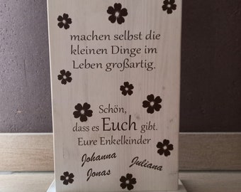 Holzaufsteller mit Spruch und Personalisierung. Geschenk für Oma und Opa. Goldene Hochzeit. Holzstele/ Holzschild