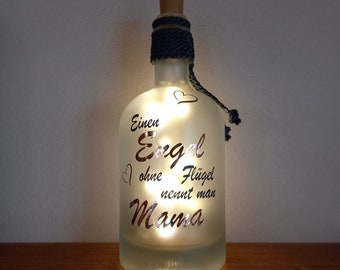 Dekoflasche/ Leuchtflasche mit LED- Beleuchtung. Geschenk für Mama, Oma oder Uroma