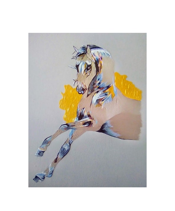 Tableau d'art Broderie Main Peinture à L'aiguille Cheval Dans Le Monde de L'équitation