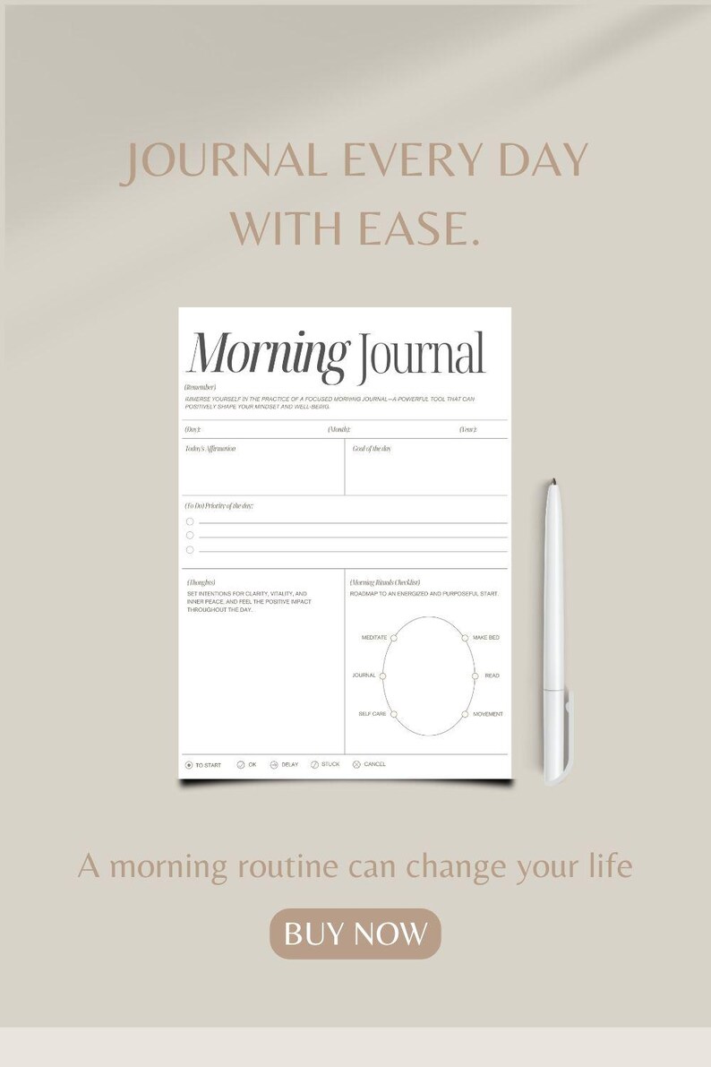 Morning Journal Printable | Goodnotes Template | Journal | Mental ...