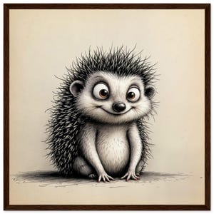 Cute Hedgehog Framed Poster Print - Perfect Gift for Hedgehog Lovers - Premium Matte Paper