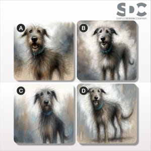 Irish Wolfhound Coasters #2: Glossy Cork-Backed Dog Art
