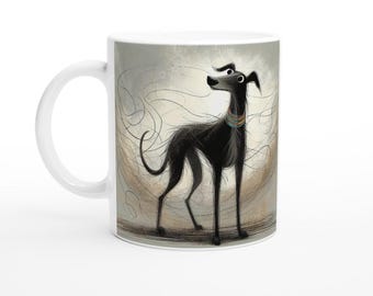 Greyhound Coffee Mug: Black Dog Lover Gift, 11oz Ceramic