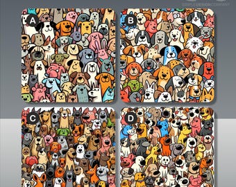 Colorful Dog Square Coasters: Cork Backed, Gloss Finish