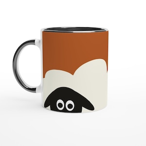 Cute Peeping Sheep Coffee Mug | 11oz Ceramic Coffee Mug | Coloured Inside & Handle | Perfect Gift for Sheep Lovers