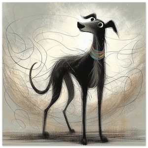 Elegant Greyhound Sketch Style Poster Print - Unique Art Print - Perfect Gift for Greyhound Lovers