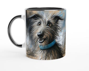 Scottish Deerhound Coffee Mug – Sketch Art, Dog Lover Gift