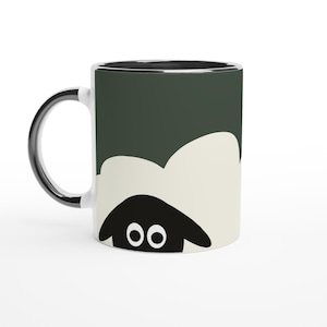 Cute Peeping Sheep Coffee Mug | 11oz Ceramic Coffee Mug | Coloured Inside & Handle | Perfect Gift for Sheep Lovers