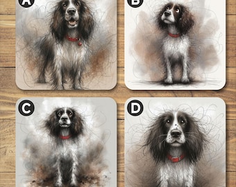 Podkładka Springer Spaniel: Błyszcząca grafika z psem pokryta korkiem