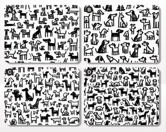 Doodle Dogs Placemats, 26cm x 20cm, Cork Backed, Gloss Finish, Friendship Gift