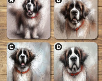 St Bernard Dog Coaster: Glossy Cork-Backed Friendship Gift