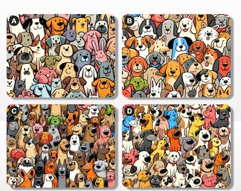 Colourful Dogs Placemats, 26cm x 20cm, Cork Backed, Gloss Finish, Friendship Gift