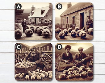 Vintage Haggis Farmers Coasters: Cork Backed, Gloss Finish