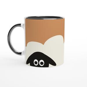 Cute Peeping Sheep Coffee Mug | 11oz Ceramic Coffee Mug | Coloured Inside & Handle | Perfect Gift for Sheep Lovers