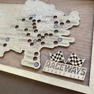 Raceways Bucket List Map QUICK SHIP The ORIGINAL Viral, Race Track Map, Travel Map, Fathers Day Gift, Gift for Racing Fan,