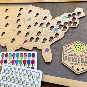 Pickleball Bucket List, CUSTOM The ORIGINAL Viral Pickleball Map, Pickleball Gift, Retirement Gift, Bucket List Map, Travel Map