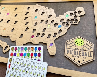 Pickleball Bucket List, CUSTOM The ORIGINAL Viral Pickleball Map, Pickleball Gift, Retirement Gift, Bucket List Map, Travel Map