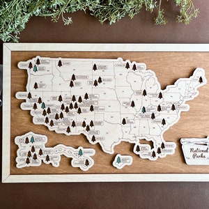 The ORIGINAL Viral National Park Map Wood, National Park, National Park Decor, Gift For Adventurer, Gift For Traveler, Travel Map