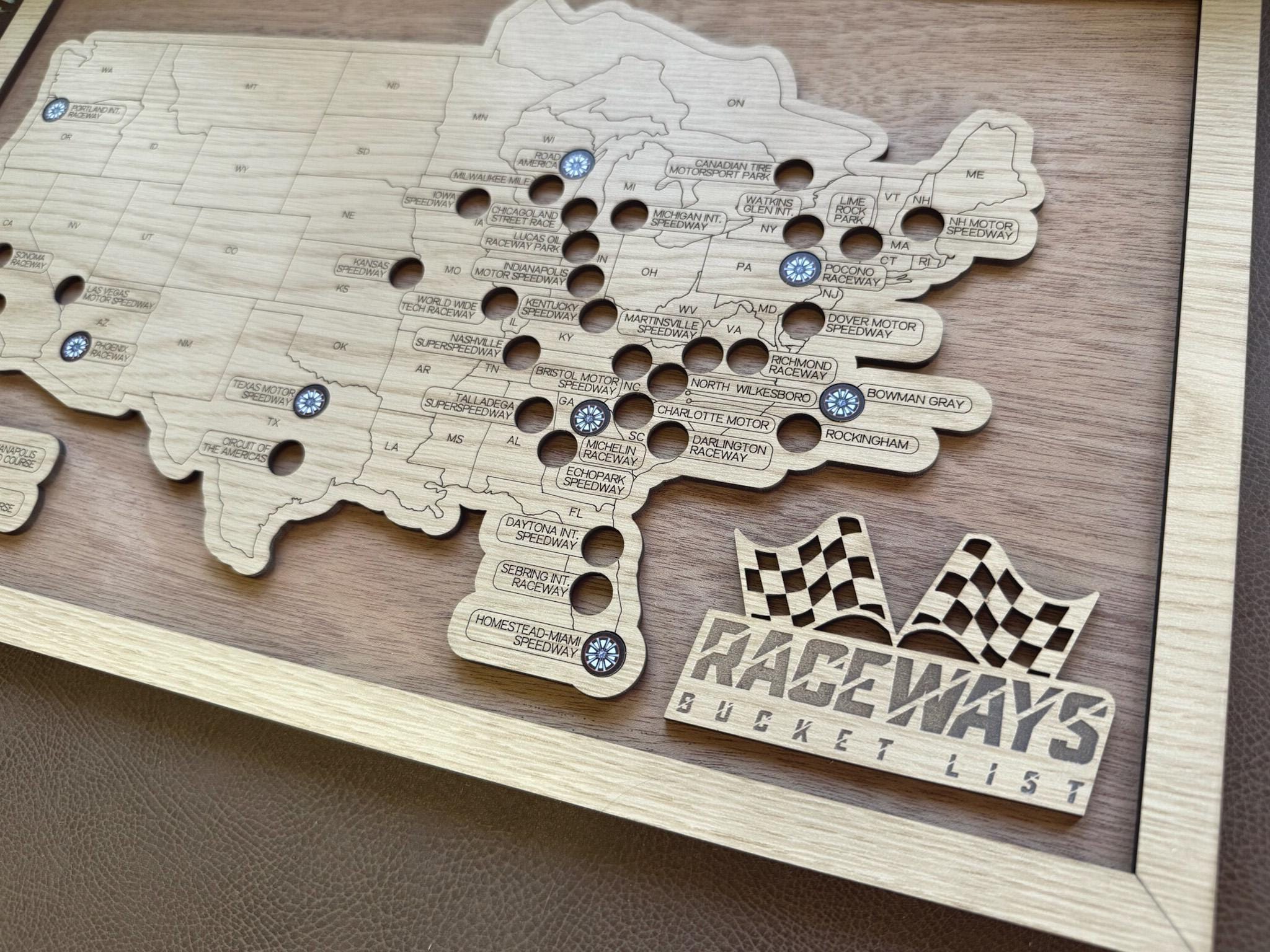 Track Guide Maps Raceways Bucket List Map | Wood Wall Track Map - Etsy