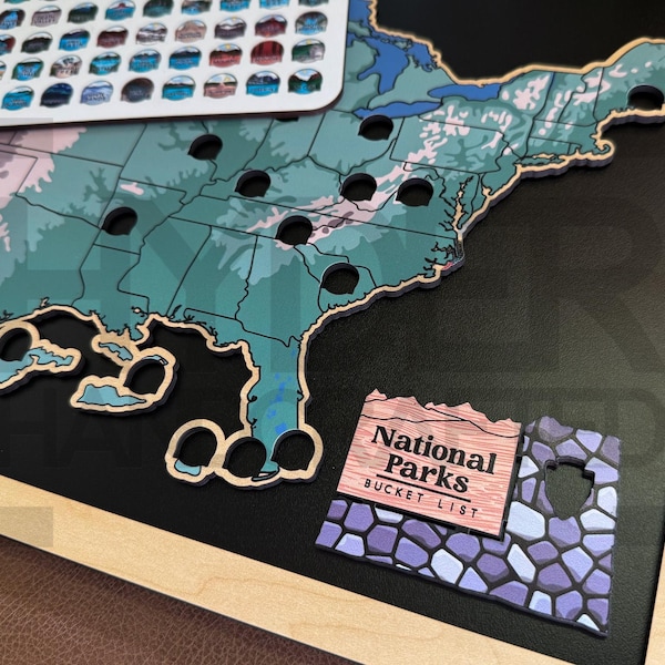 Lista de Parques Nacionales Impresa Premium, ORIGINAL, Mapa Viral de Parques Nacionales, Regalo de Parques Nacionales, Regalo para Campistas, Mapa de Viaje