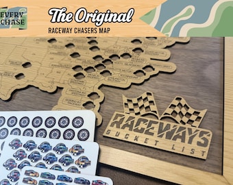 Raceways Bucket List Map | Wood Wall Track Map