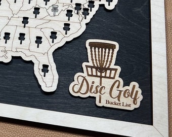 Disc Golf Bucket List Map – One Per State Wooden Tracker with Tokens – USA Framed Gift for Disc Golfers & Outdoor Adventure Lovers