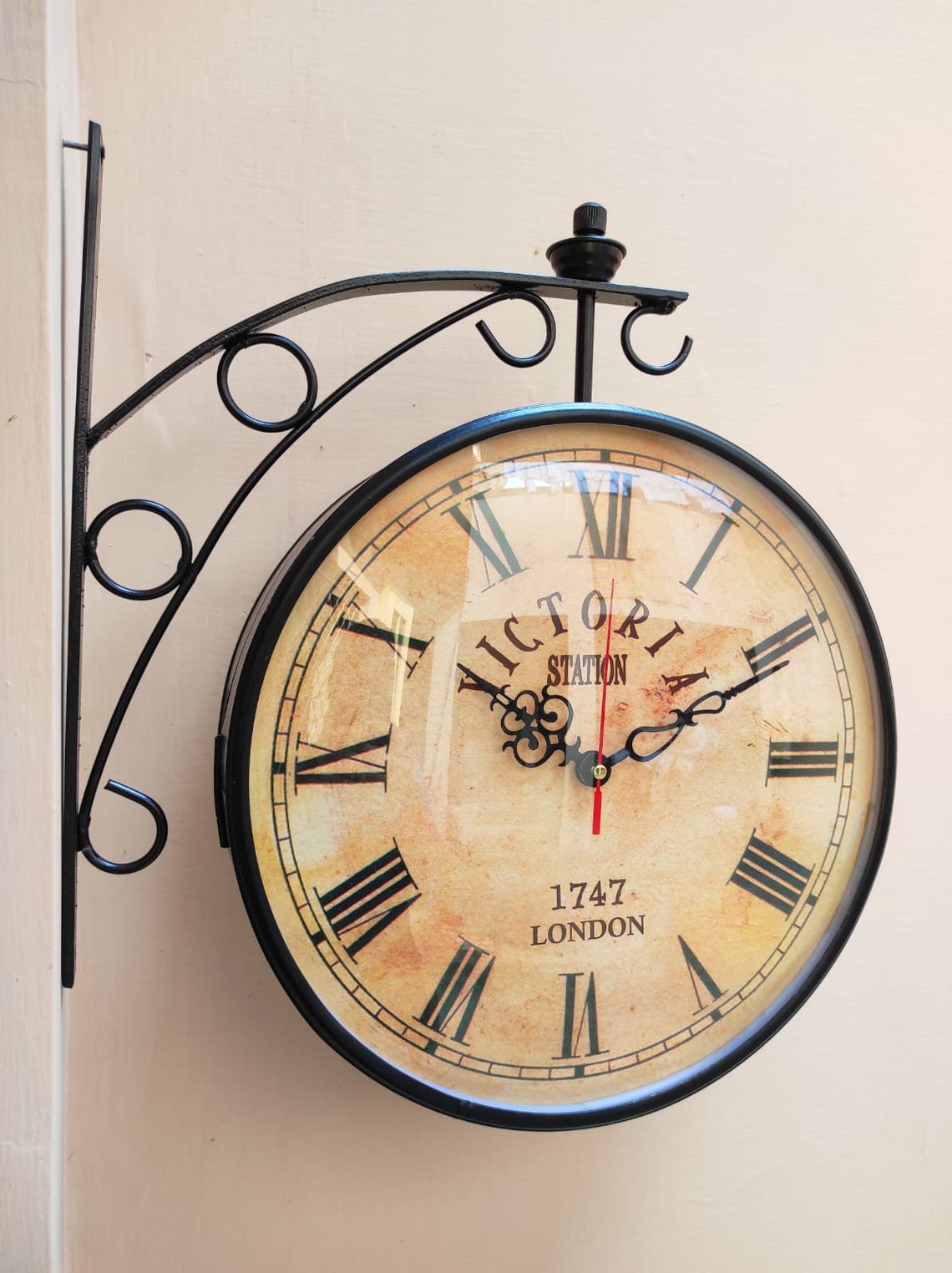 Station Clock Double Sided Victoria 1747 London Wall Clock Etsy