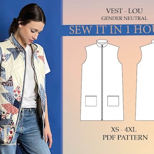 Quilted Vest - Woman; Man; PDF pattern XS-4XL