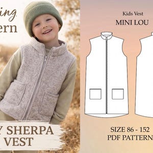 Mini Lou - Vest Pattern Wool Kids Infant Baby, Easy, Wollwalk Weste, Walkweste Kinder, Kinderweste