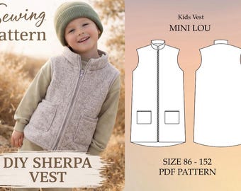 Mini Lou - Vest Pattern Wool Kids Infant Baby, Easy, Wool Felt Vest, Children's Felt Vest, Kids Vest