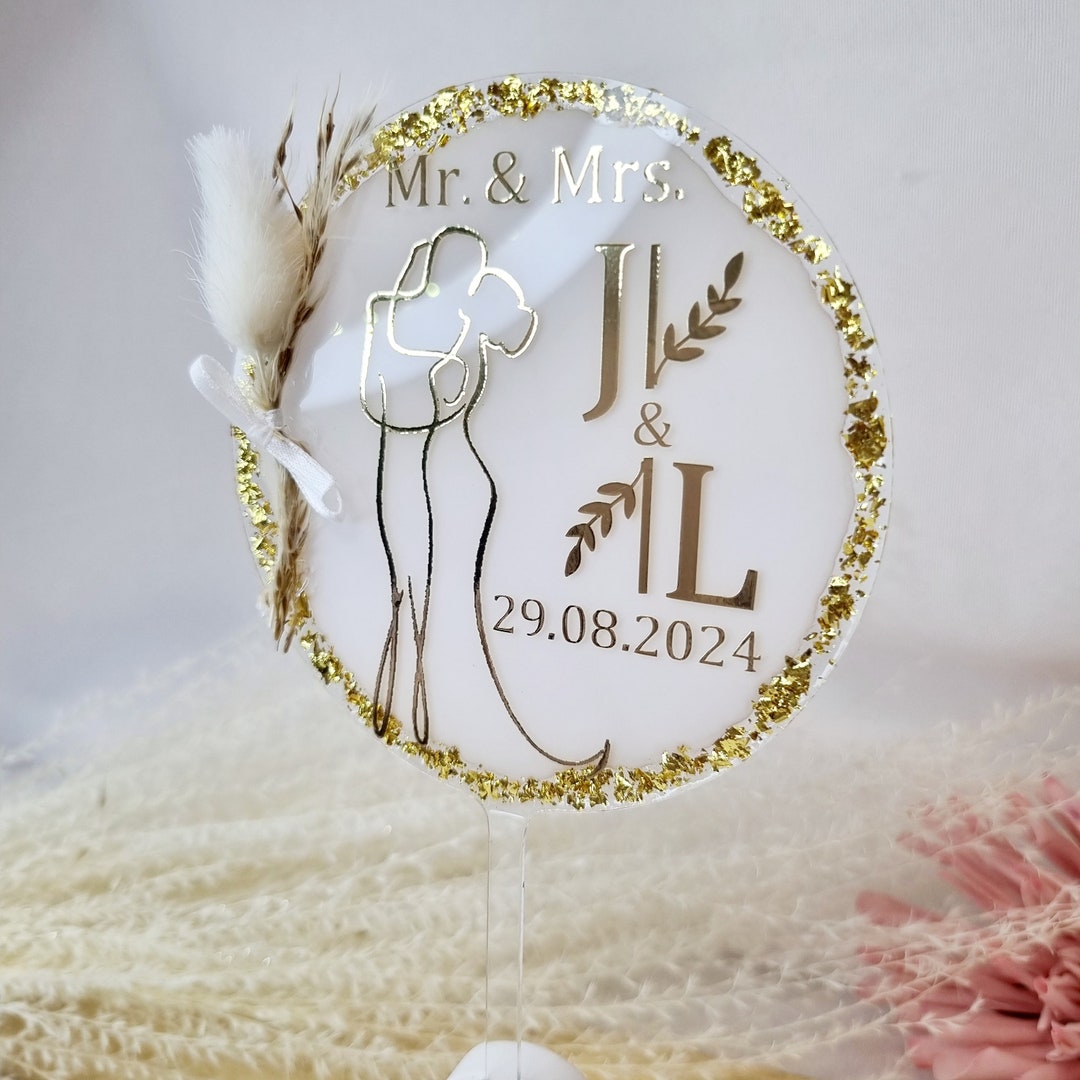 Cake Topper Schriftzug "Hochzeit 4" Personalisiert Aus Holz