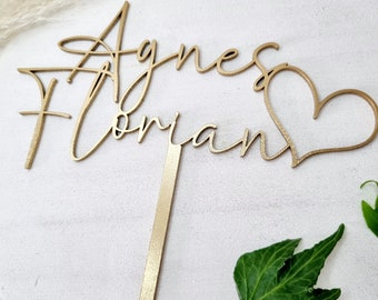 Cake Topper zur Hochzeit | Tortenstecker | Personalisiert | Kuchenstecker | Name | Silber Hochzeit | Goldene Hochzeit | Hochzeit | Torte