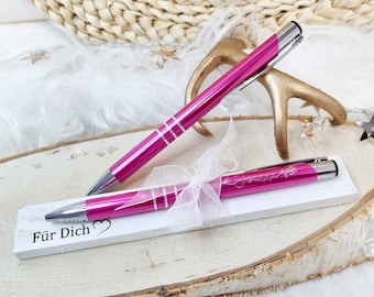 Personalisierter Kugelschreiber mit Gravur in Pink | Rosa | Geschenk | Geschenk für Frauen | Muttertag