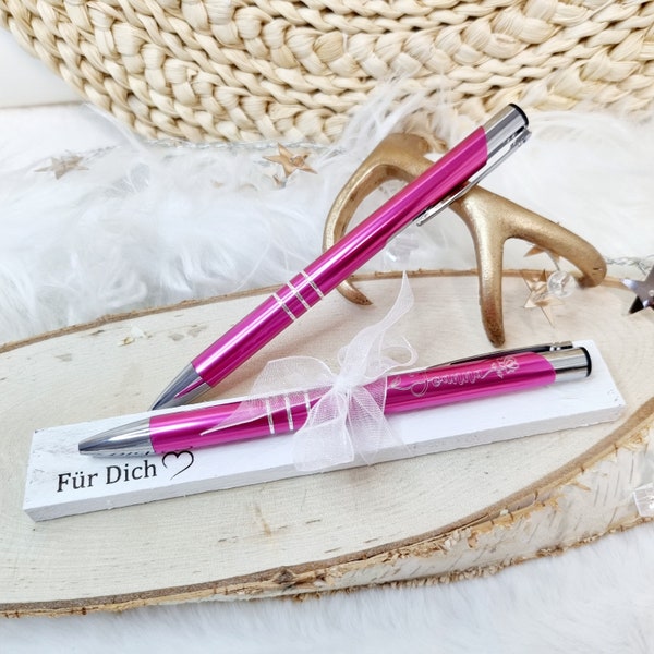 Personalisierter Kugelschreiber mit Gravur in Pink | Rosa | Geschenk | Geschenk für Frauen | Muttertag