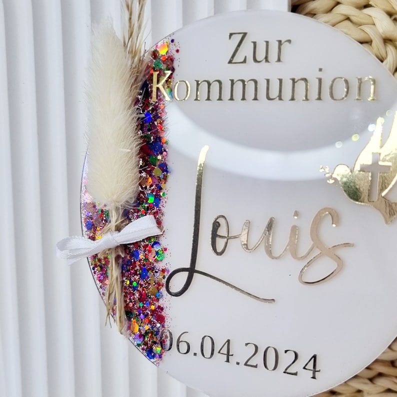 Cake Topper Personalisiert Taufe Kommunion Konfirmation Einschulung Tortenstecker Acryl Babyshower Einschulung Ø 10 cm Bild 8