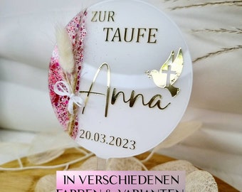 Cake Topper Personalisiert Taufe Kommunion | Konfirmation | Einschulung |Tortenstecker | Acryl | Babyshower | Einschulung | Ø 10 cm