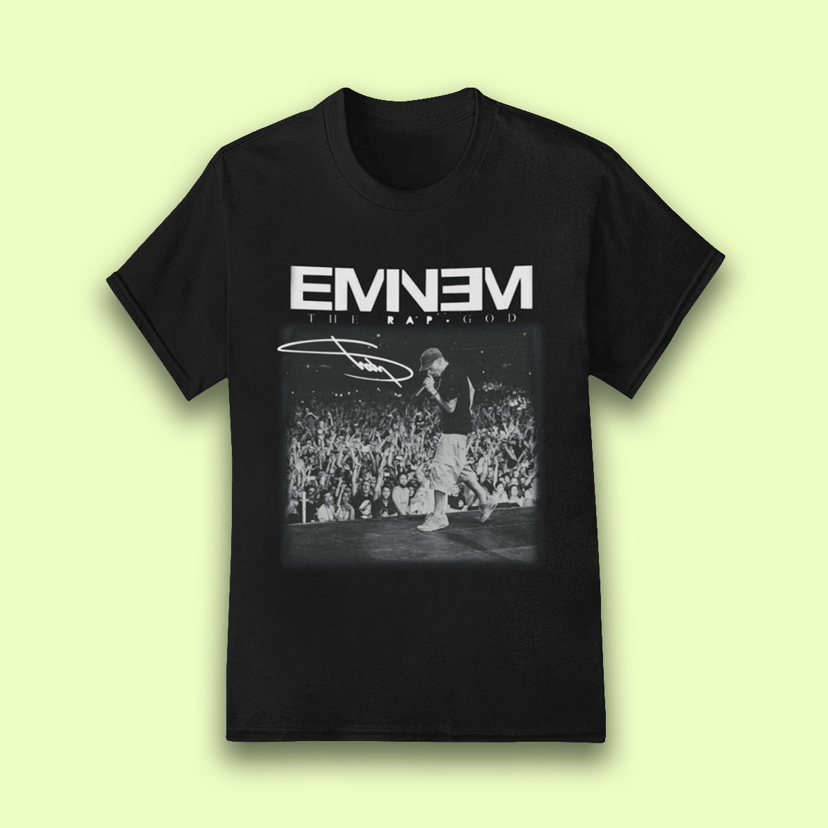 Discover Black And White Eminem The Rap God Signature Classic T-shirt