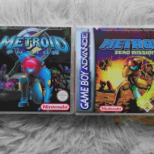 Metroid Fusion Metroid Zero Mission GBA with custom case inlay image 1