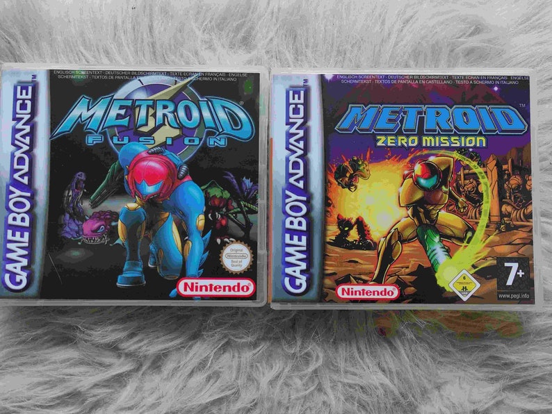 Metroid Fusion Metroid Zero Mission GBA with custom case inlay image 1
