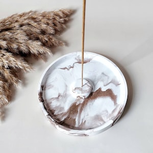 Incense holder made of concrete color gradient white bronze holder for incense sticks