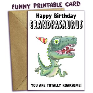 Feliz aniversário Grandpasaurus, cartão de aniversário para avô IMPRIMÍVEL, cartão de aniversário de dinossauro para o avô, cartão engraçado Dino TRex, download digital